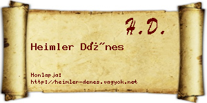 Heimler Dénes névjegykártya